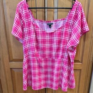 Torrid Pink Plaid Blouse